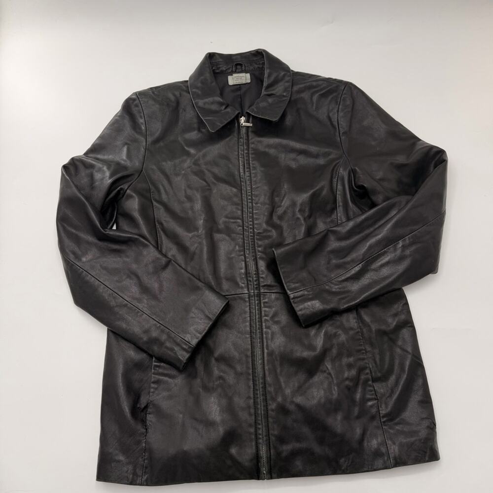 Vintage Brooks 346 Soft Leather Jacket Women’s Large 90’s Collared Black FAIR